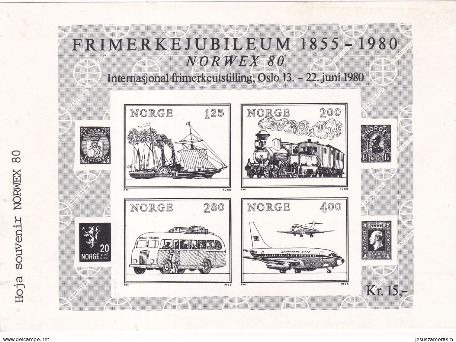 Noruega Hb 4 En Negro - Blocs-feuillets