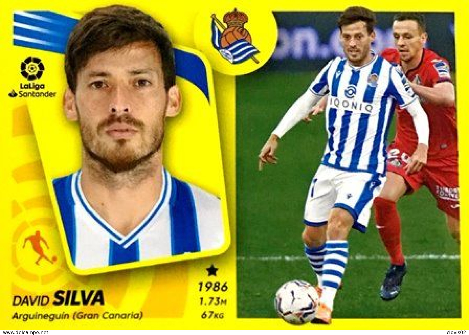 15a David Silva - Real Sociedad - ESTE Liga 2021-2022 Sticker Vignette No Panini - Spaanse Uitgave