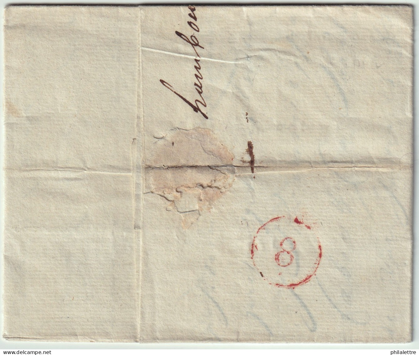 ALLEMAGNE / GERMANY / HAMBURG - 1802 - Straight Line "HAMBURG" Mark On Letter To Lyons, France - Hamburg (Amburgo)