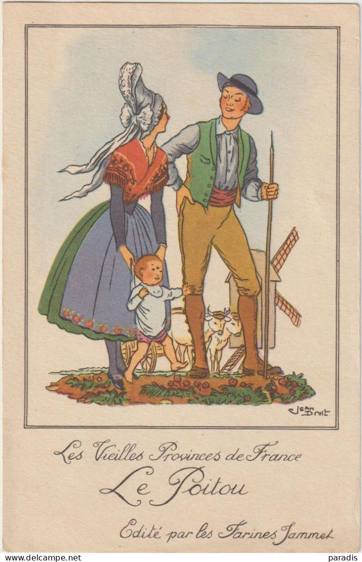 Les Provinces De France , Publicitaire FARINES JAMMET Le POITOU 86  Jeune Enfant, Vaches, Moulin à Vent , - Droit