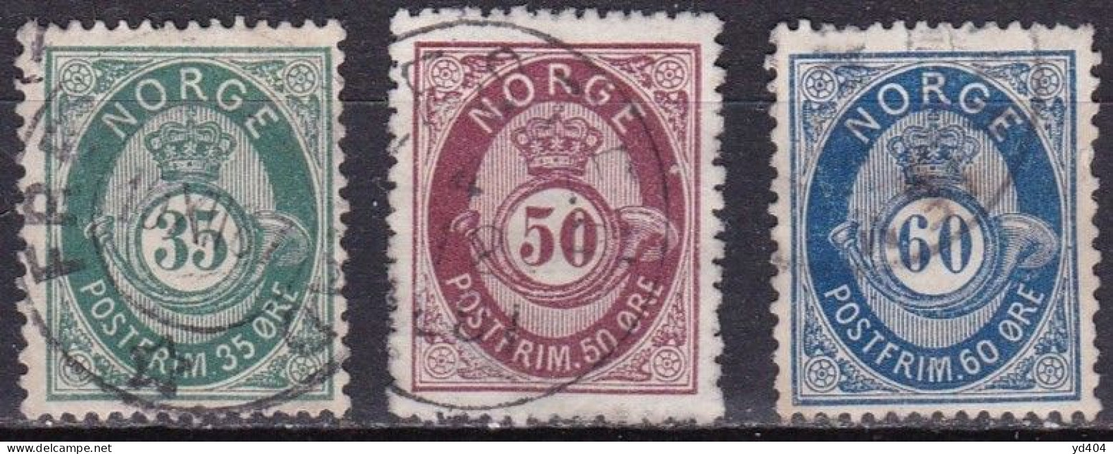 NO005J – NORVEGE - NORWAY – 1877-78 – POST HORN – SC # 29/31 USED 42 € - Oblitérés