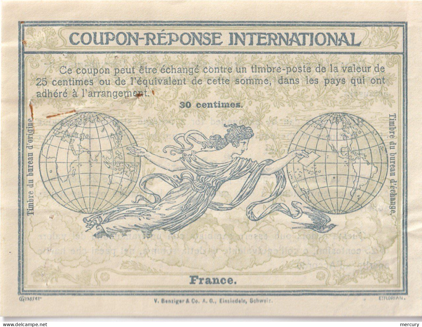 FRANCE - Coupon-Réponse De 30 C. Imprimé En Suisse - Antwoordbons