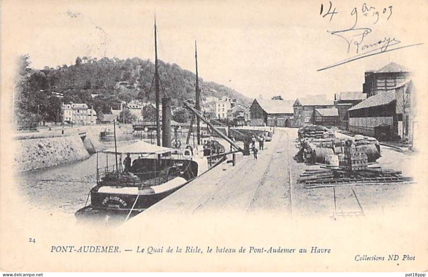 27 - PONT AUDEMER : Le Quai De La Risle, Le Bateau De Pont Audemer Au Havre - CPA - Eure - Pont Audemer