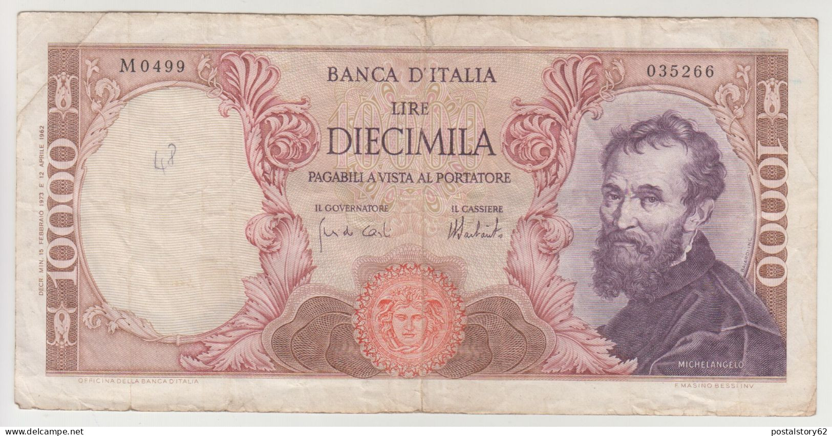 Banca D'Italia Lire 10000 Michelangelo - 10000 Liras