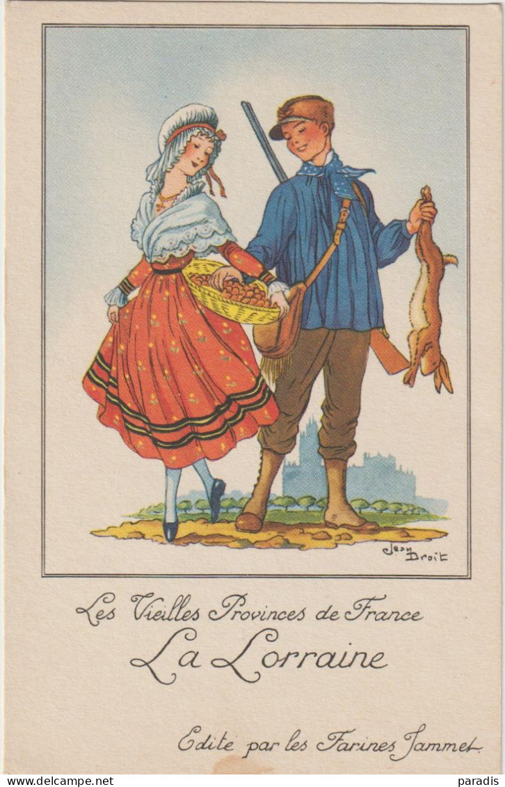 Les Provinces De France , Publicitaire FARINES JAMMET La LORRAINE 54  Lièvre,lapin,fusil De Chasse - Droit