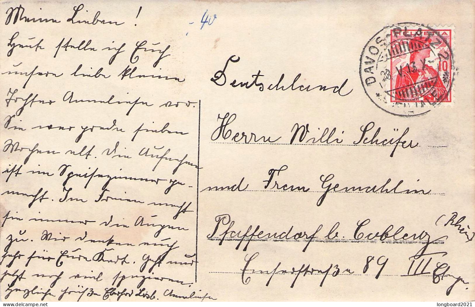 SCHWEIZ - POSTKARTE MIT MUTTER UND KIND 1913 DAVOS / 5000 - Portretten