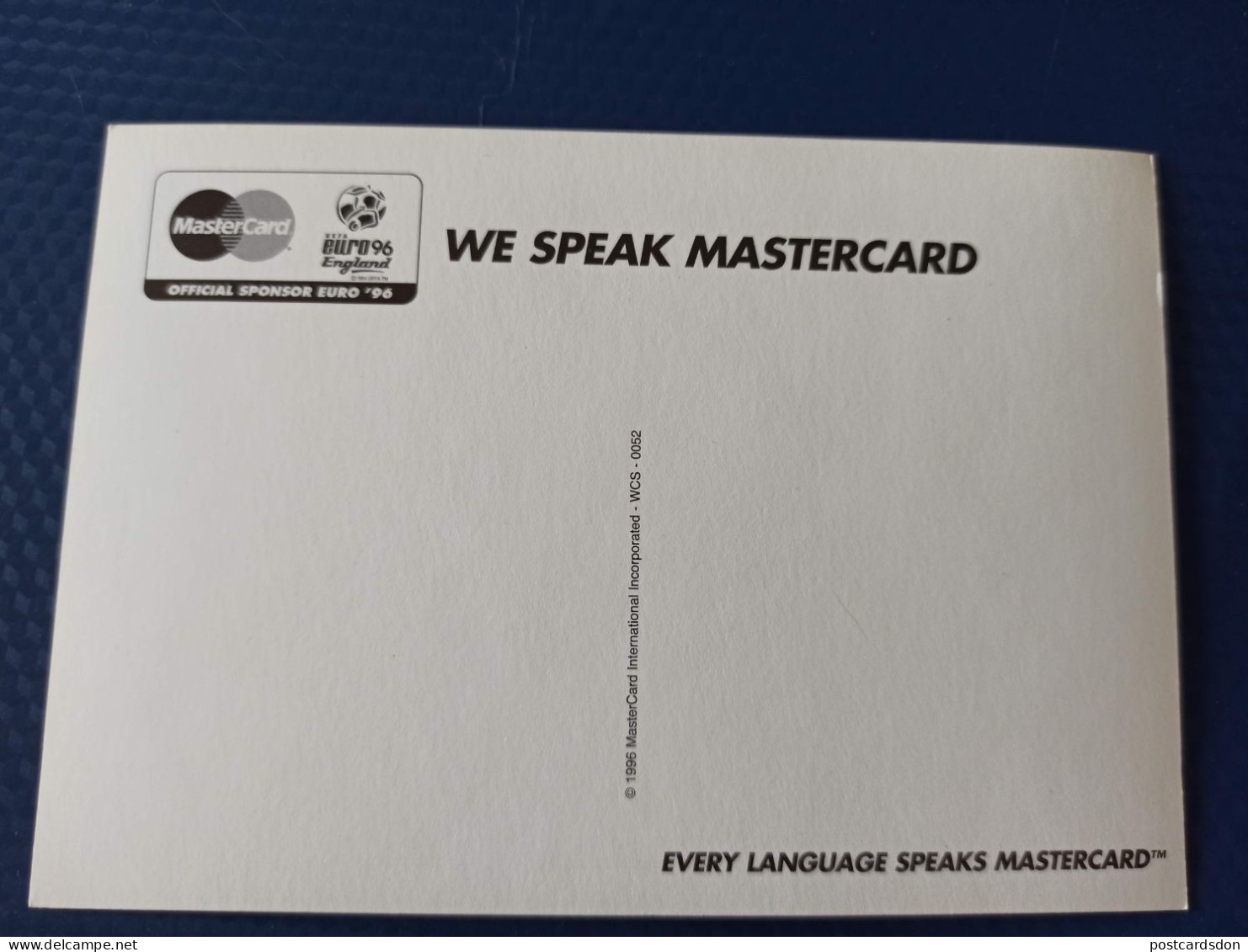 Old Postcard  - England - Campeonato Mundial De Futbol - Football Soccer Euro 1996 - Mastercard Advert - Banks