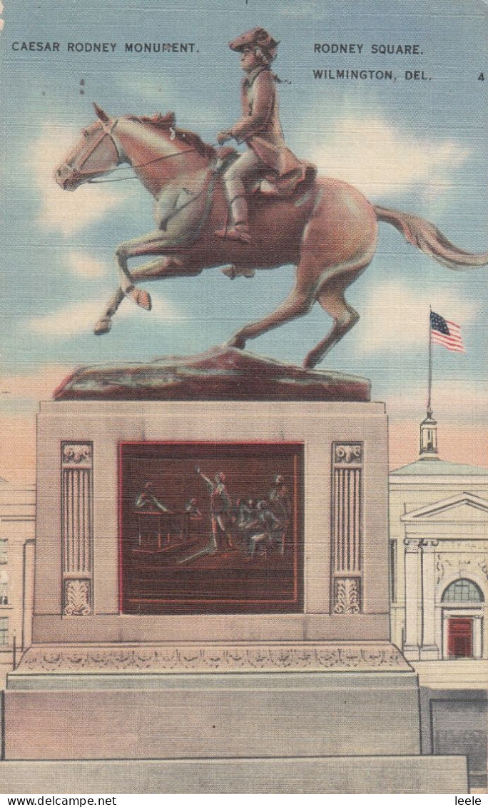 BP80. Vintage US Linen Postcard. Caesar Rodney Monument. Wilmington. Delaware - Wilmington