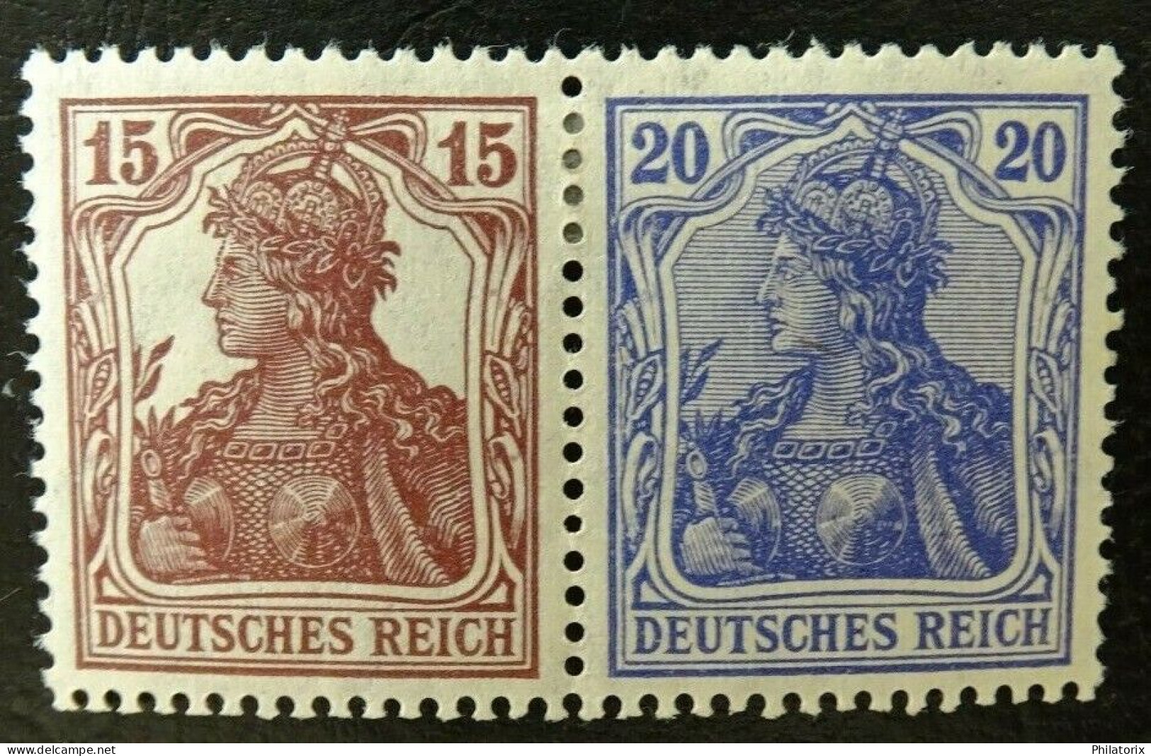 Deutsches Reich ZD W14 * , Zusammendrucke 142+87 II - Carnets & Se-tenant