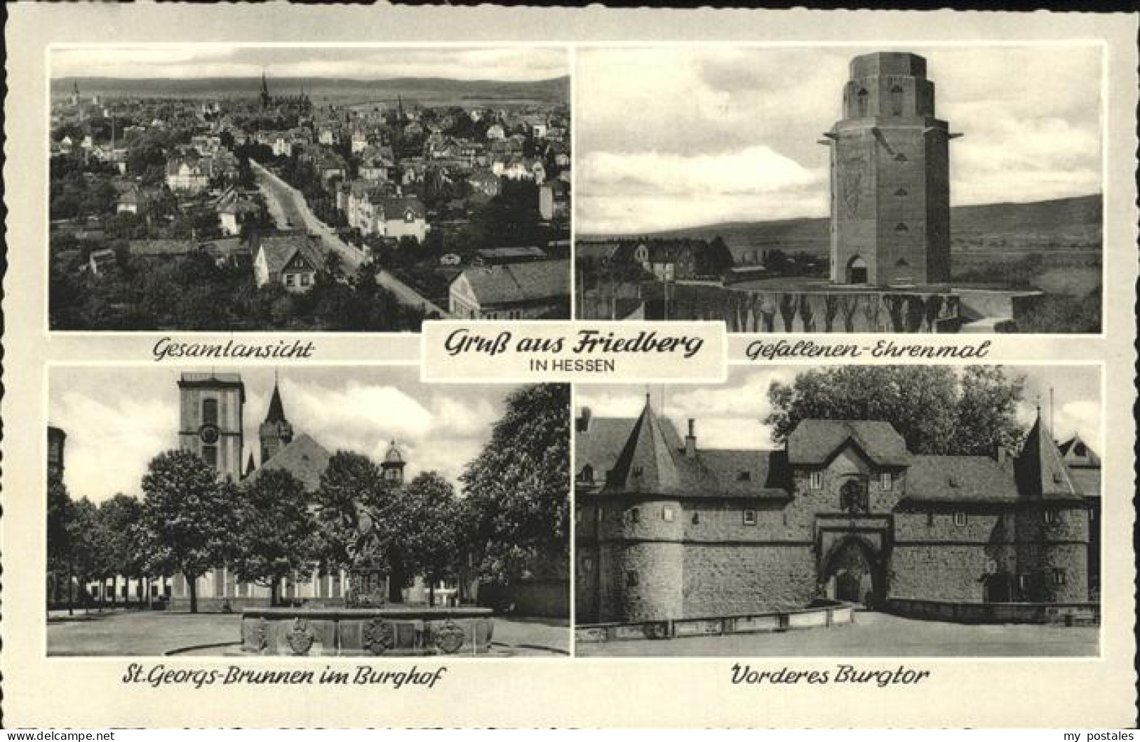 41261208 Friedberg Hessen Burghof St. Georgs Brunnen Ehrenmal Friedberg - Friedberg