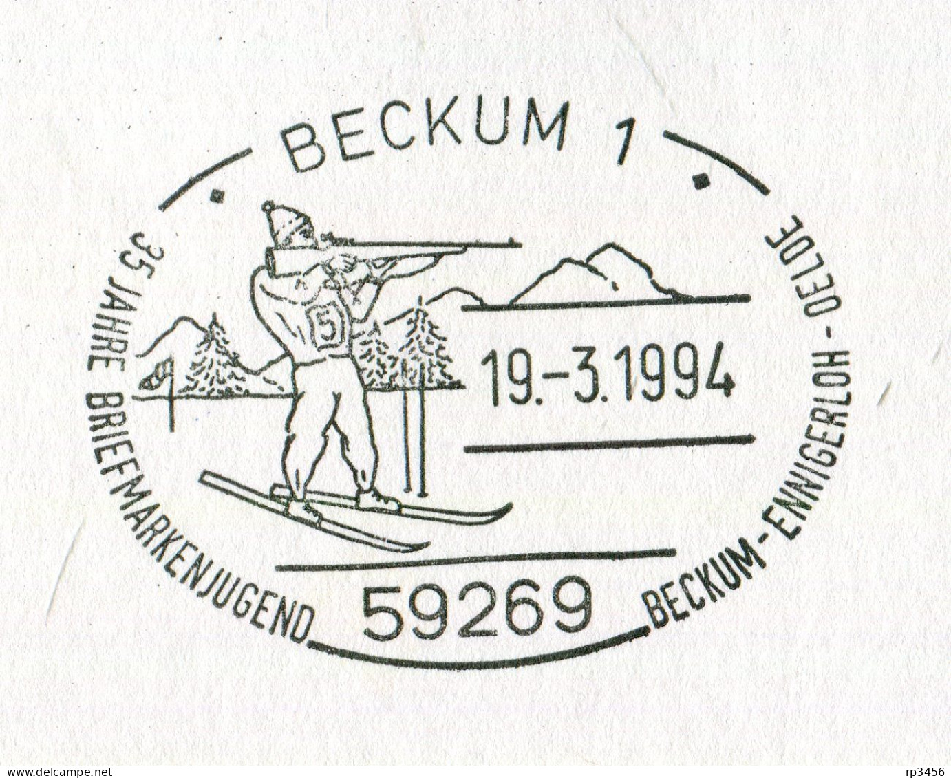 "BUNDESREPUBLIK DEUTSCHLAND" 1994, Privat-Postkarte "Olympische Winterspiele" SSt. "BECKUM" (7418) - Privatpostkarten - Gebraucht