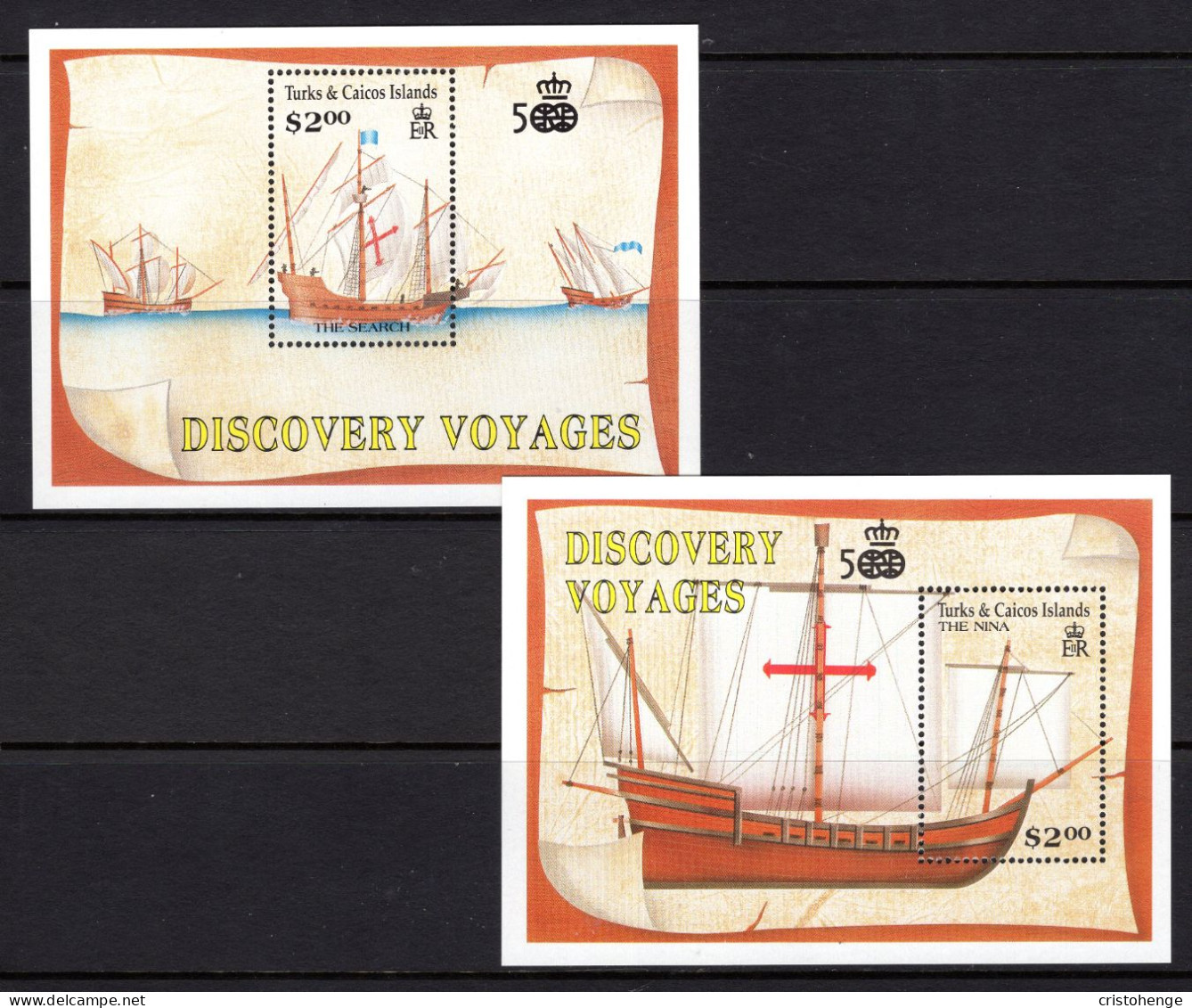 Turks & Caicos Islands 1991 Discovery Of Americas - History Of Exploration MS Set MNH (SG MS1080a&b) - Turks & Caicos (I. Turques Et Caïques)