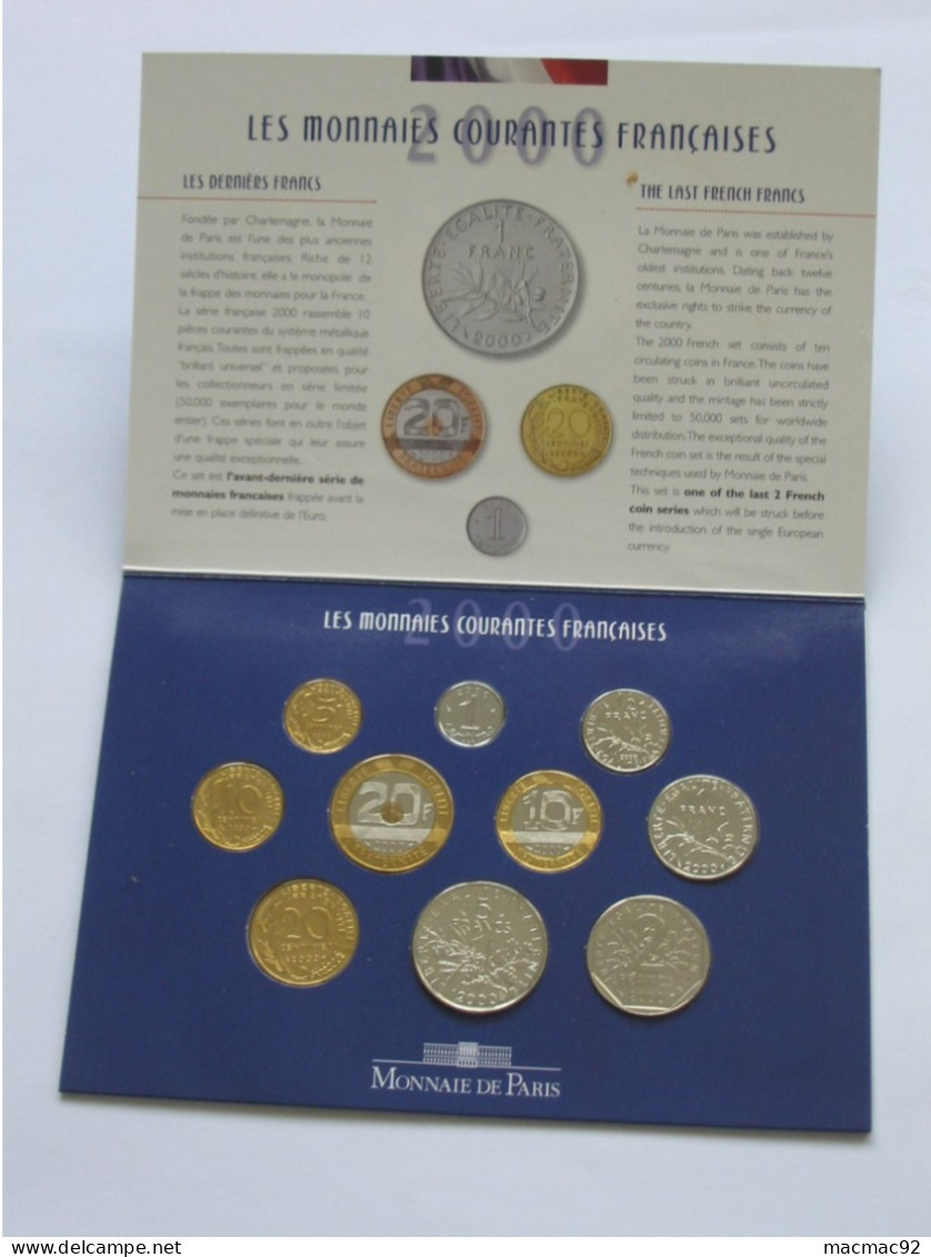 Coffret Serie FLEURS DE COINS 2000  **** EN ACHAT IMMEDIAT   **** - BU, Proofs & Presentation Cases