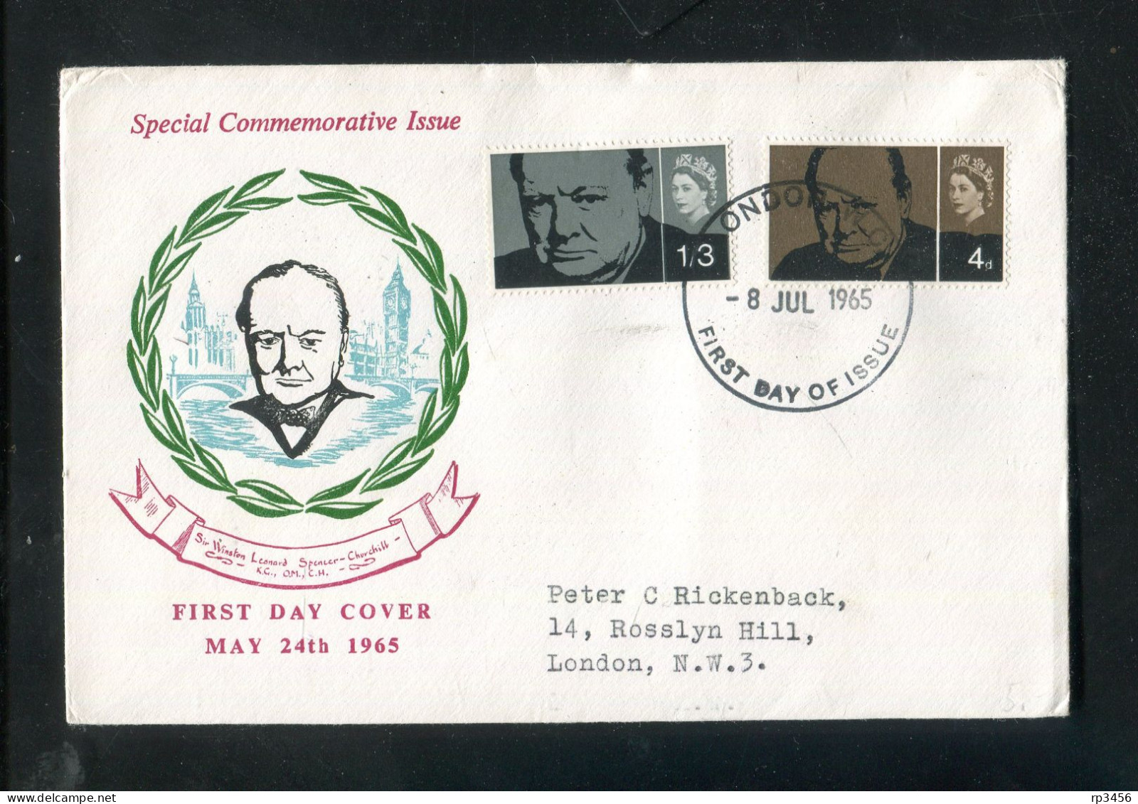 "GROSSBRITANIEN" 1965, Mi. 384/385 "Winston Churchill" FDC (7425) - 1952-1971 Em. Prédécimales