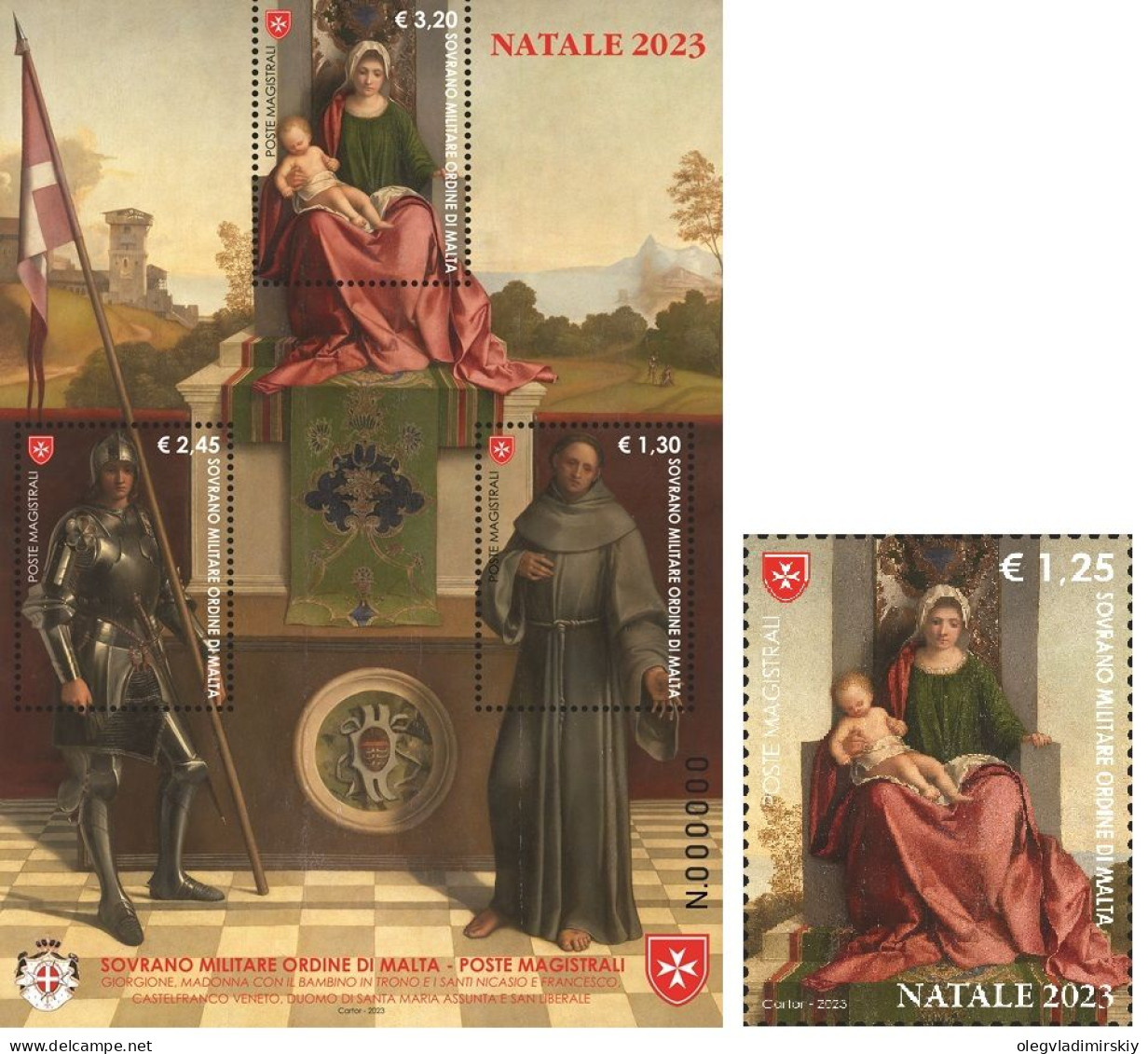 SMOM Order Of Malta 2023 Christmas Religion Art Stamp And Block MNH - Cristianesimo