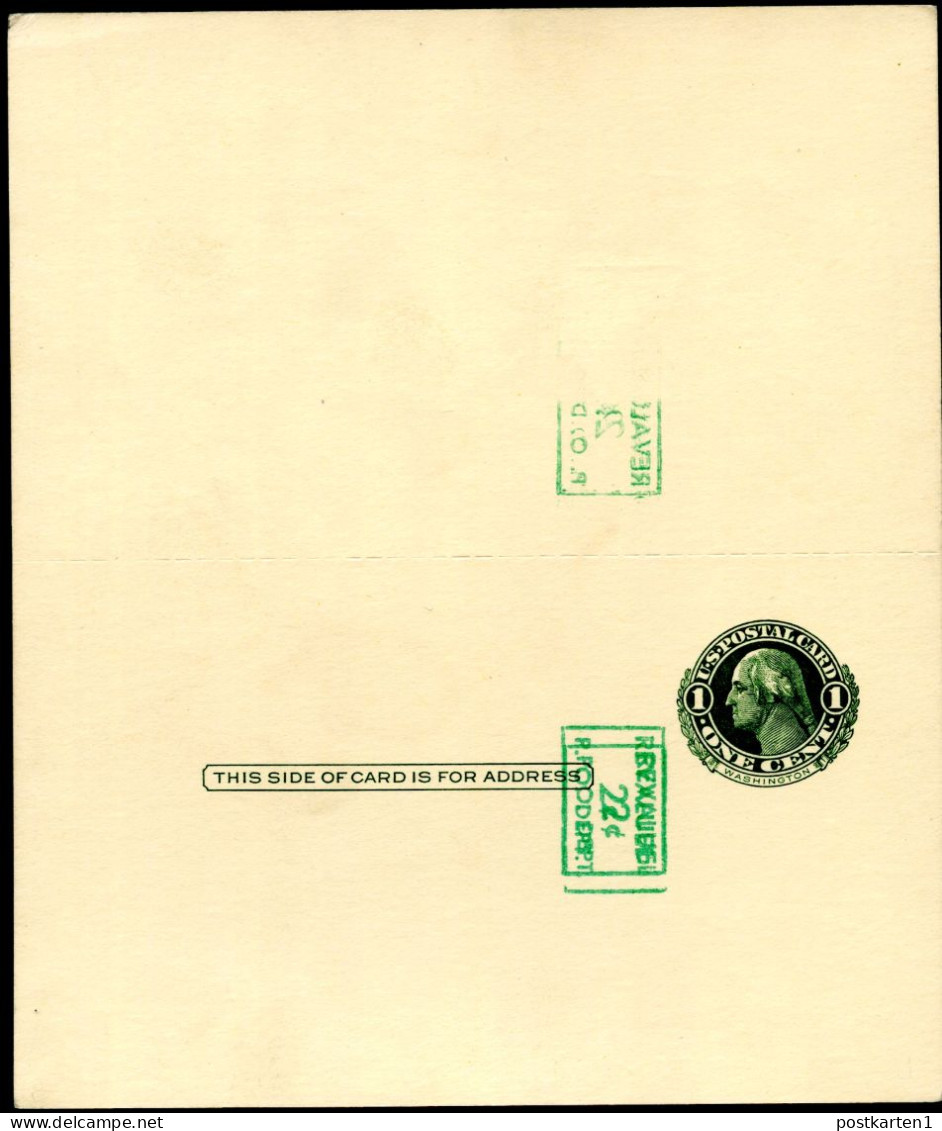 UY14a Type 2j DOUBLE SURCHARGES Postal Card With Reply Mint Unfolded Vf 1952 Cat.$45.00 - 1941-60