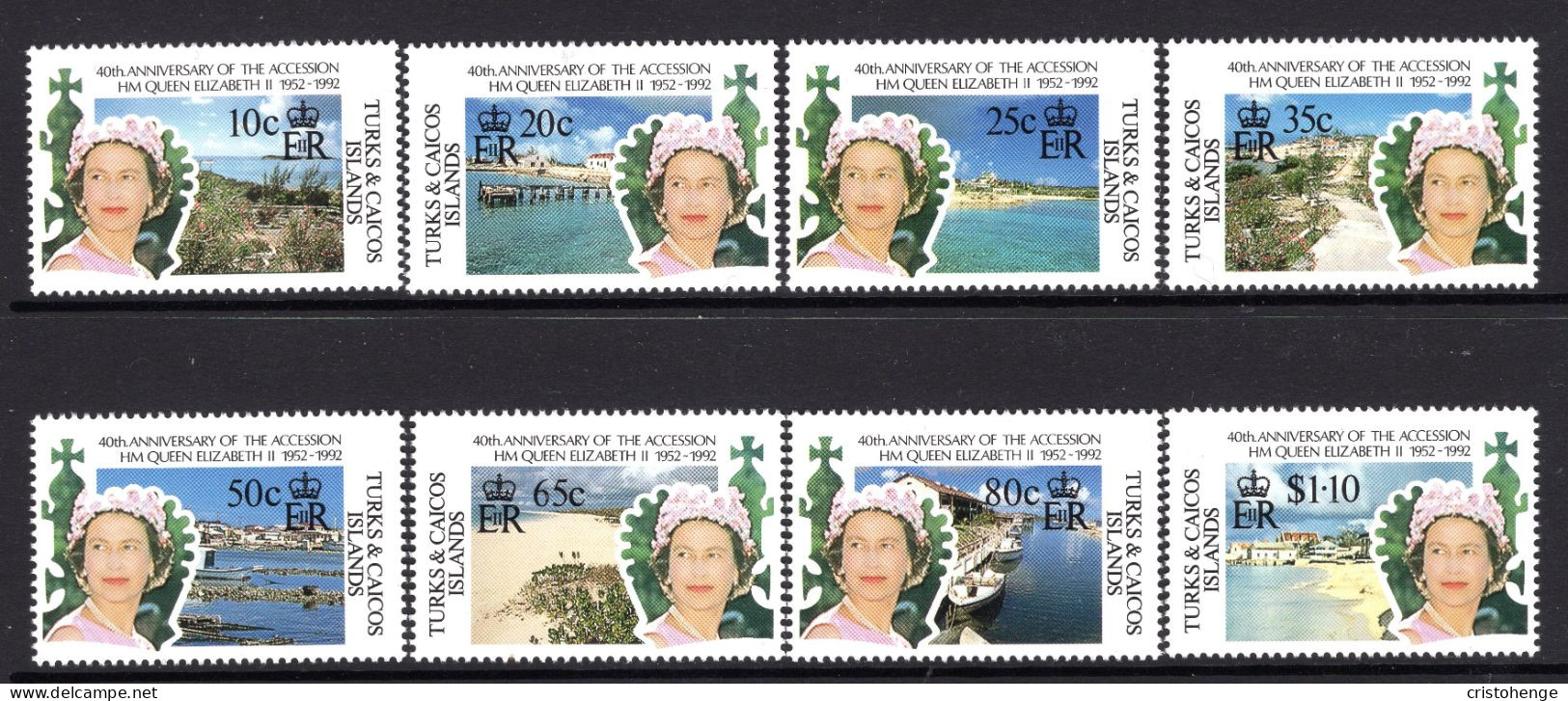 Turks & Caicos Islands 1992 40th Anniversary Of QEII's Accession Set MNH (SG 1145-1152) - Turks & Caicos (I. Turques Et Caïques)