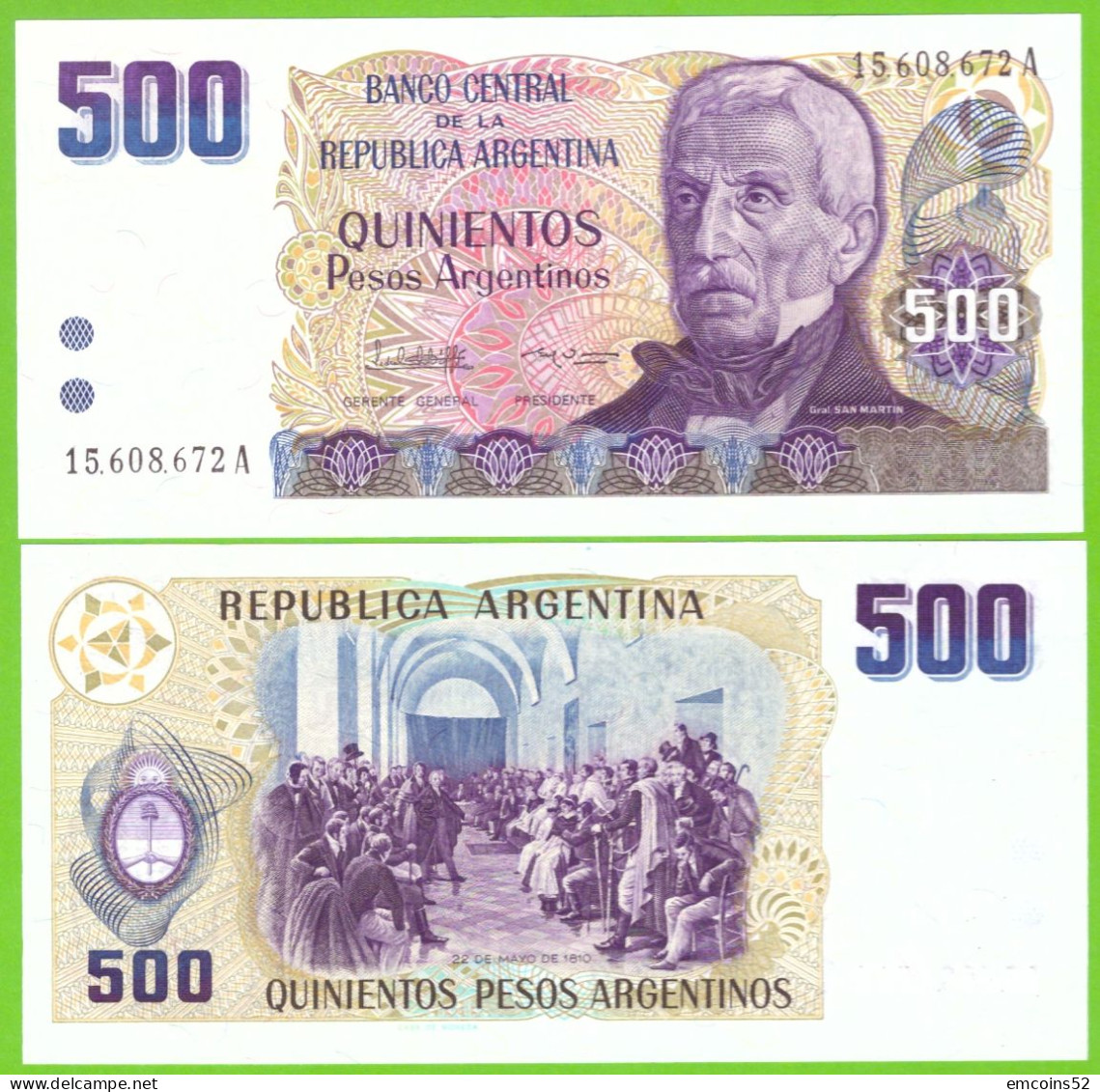 ARGENTINA 500 PESOS ND 1984 P-316 UNC - Argentina