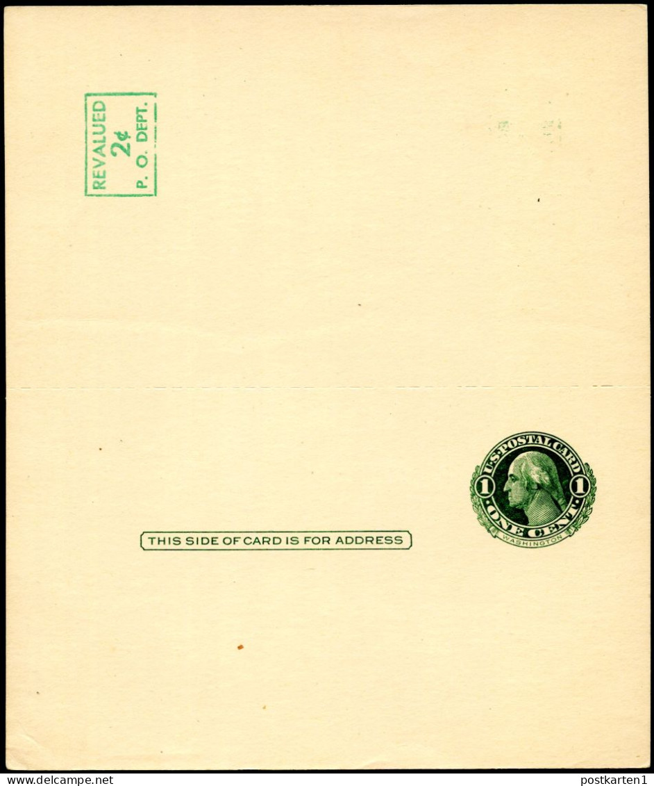 UY14f Type 1b-var M NONE R NORMAL Postal Card With Reply Cream Unfolded Mint 1952 Cat.$45.00+ - 1941-60