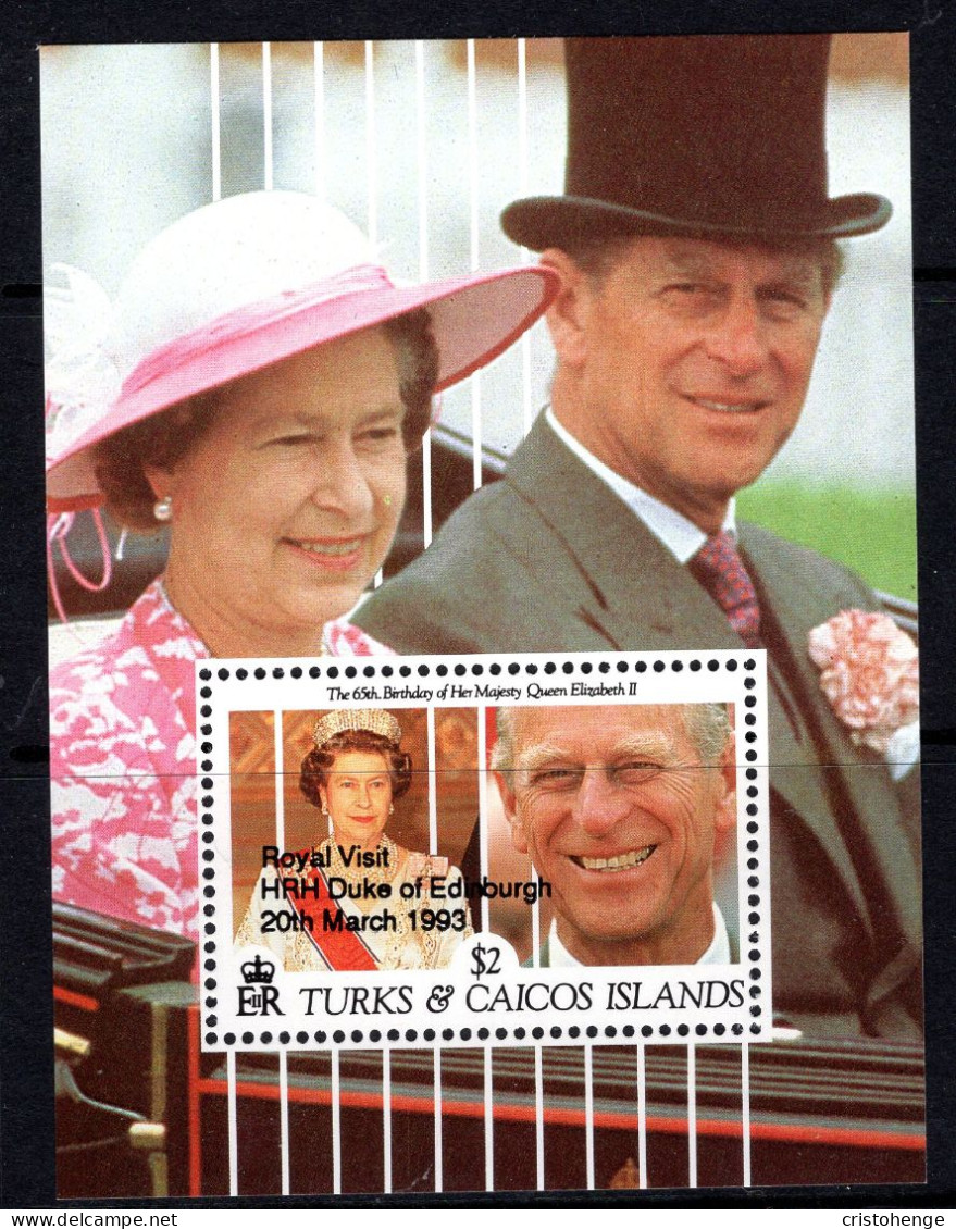 Turks & Caicos Islands 1993 Visit Of The Duke Of Edinburgh Overprint MS MNH (SG MS1195) - Turks & Caicos (I. Turques Et Caïques)