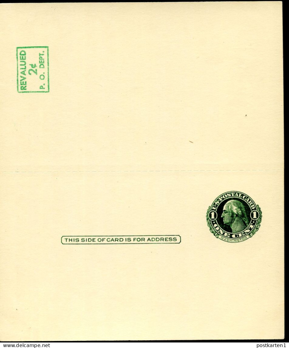 UY14f Type 1b-var M NONE R NORMAL Postal Card With Reply Yellow Unfolded Mint Xf 1952 Cat.$45.00+ - 1941-60