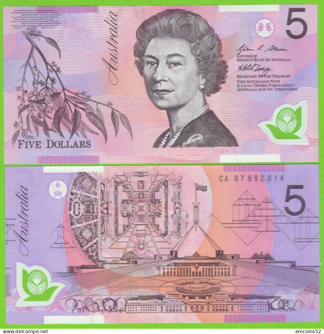 AUSTRALIA 5 DOLLARS 2007 P-57e UNC POLYMER - 2005-... (polymeerbiljetten)
