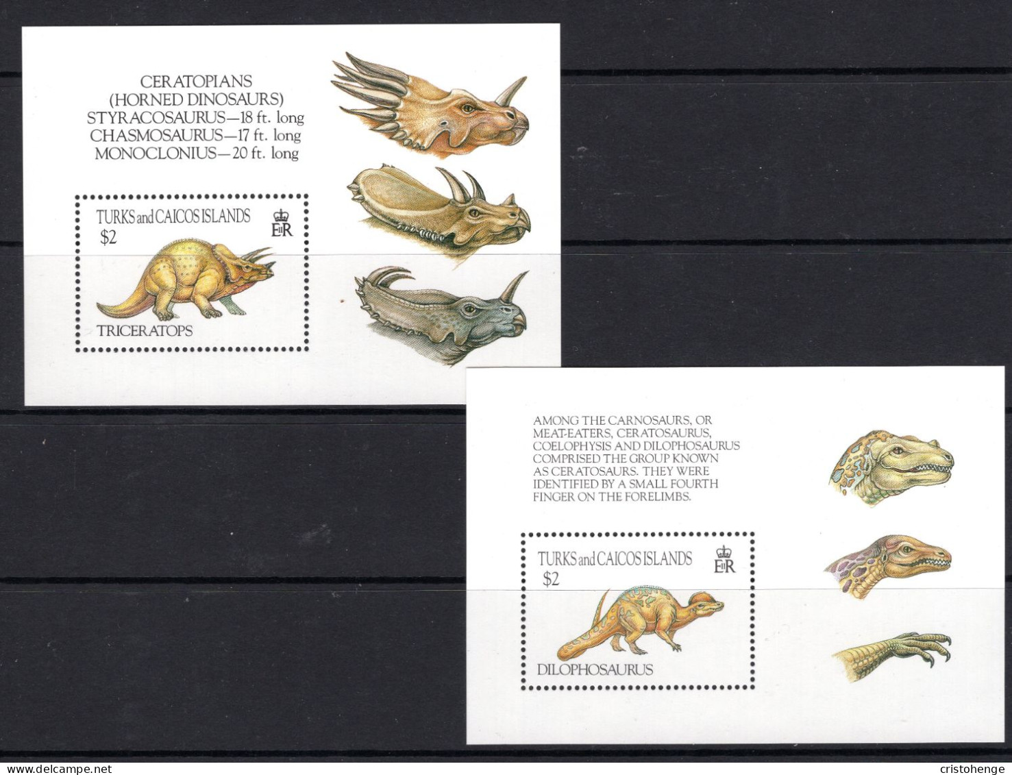 Turks & Caicos Islands 1993 Prehistoric Animals - Dinosaurs MS Set MNH (SG MS1208a&b) - Turks & Caicos (I. Turques Et Caïques)