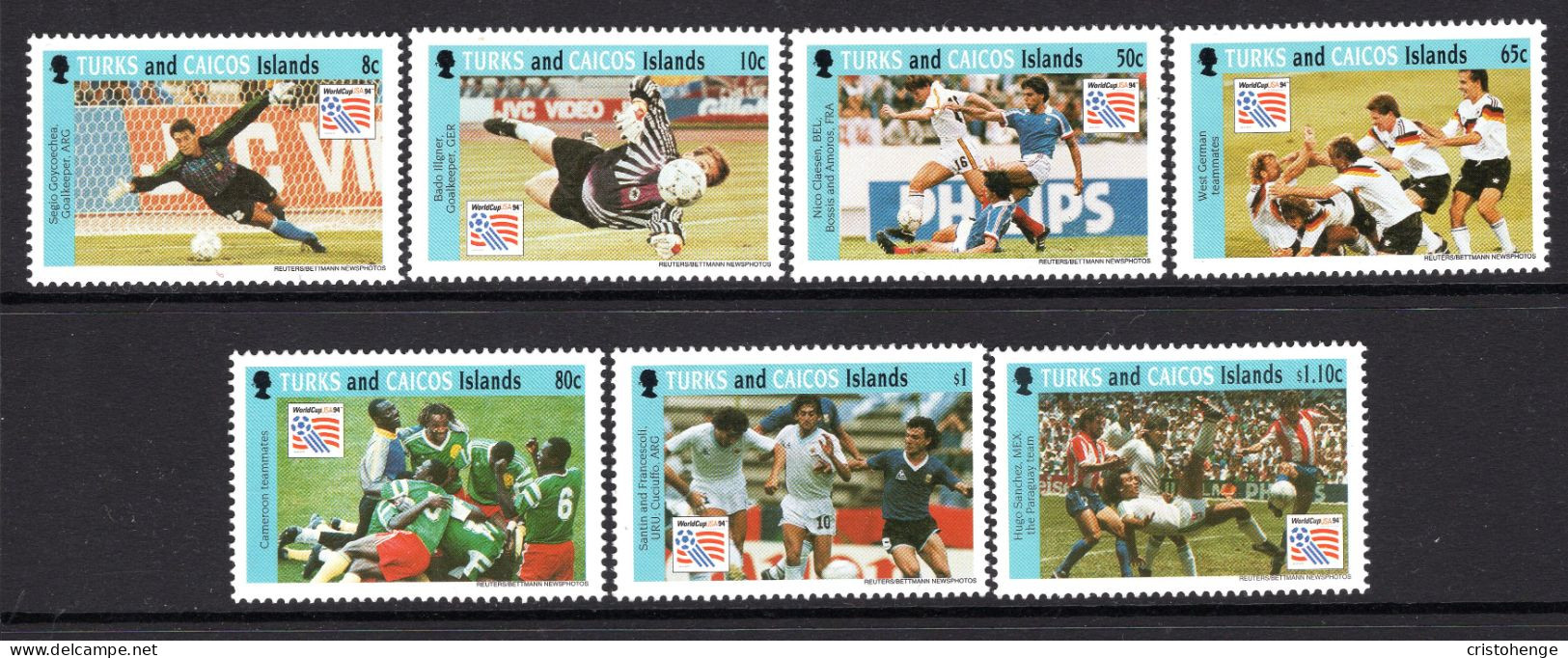 Turks & Caicos Islands 1994 Football World Cup, USA Set MNH (SG 1237-1243) - Turks & Caicos (I. Turques Et Caïques)