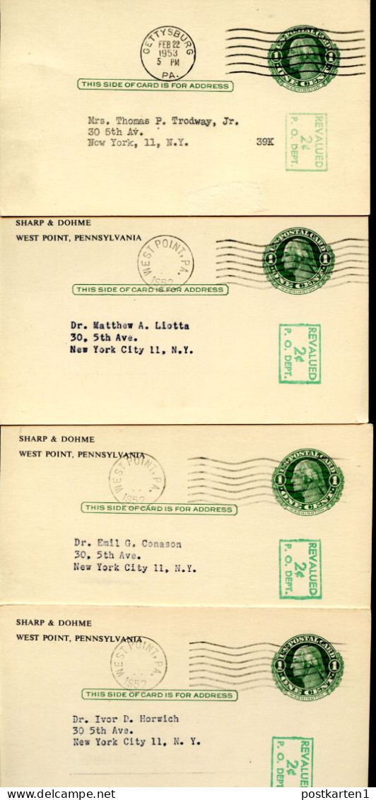 UY14m Type 1 Message Cards Gettyburg+West Point PA 1952-53 - 1941-60