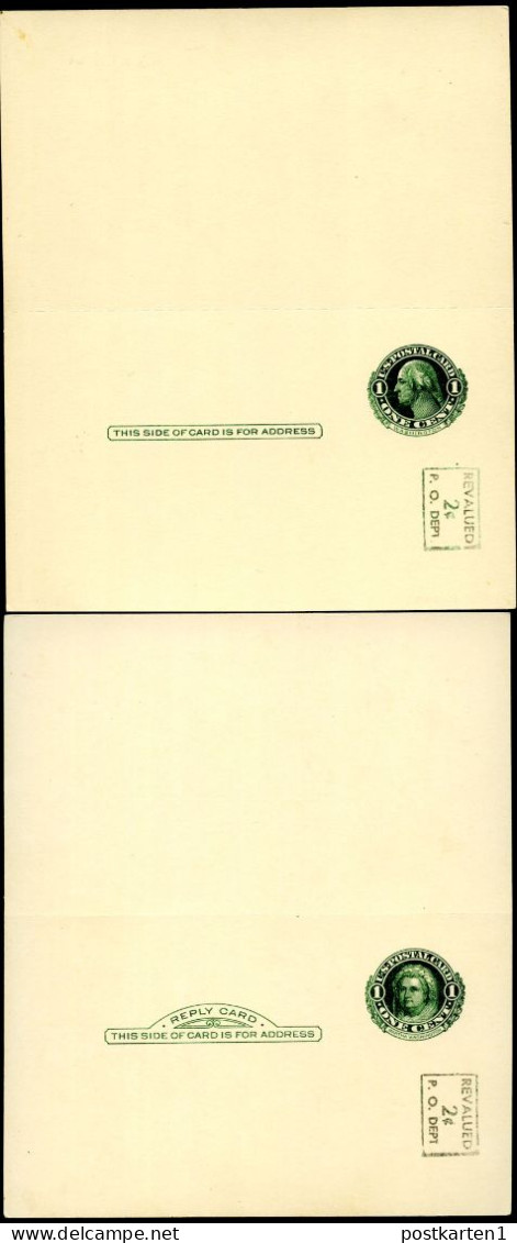 UY14var Type 1l BLACKISH SURCHARGE Postal Card With Reply UNFOLDED Mint Xf 1952 Cat.$170.00 - 1941-60