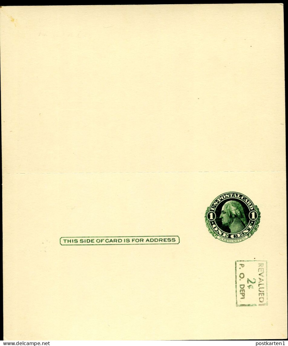 UY14var Type 1l BLACKISH SURCHARGE Postal Card With Reply UNFOLDED Mint Xf 1952 Cat.$170.00 - 1941-60