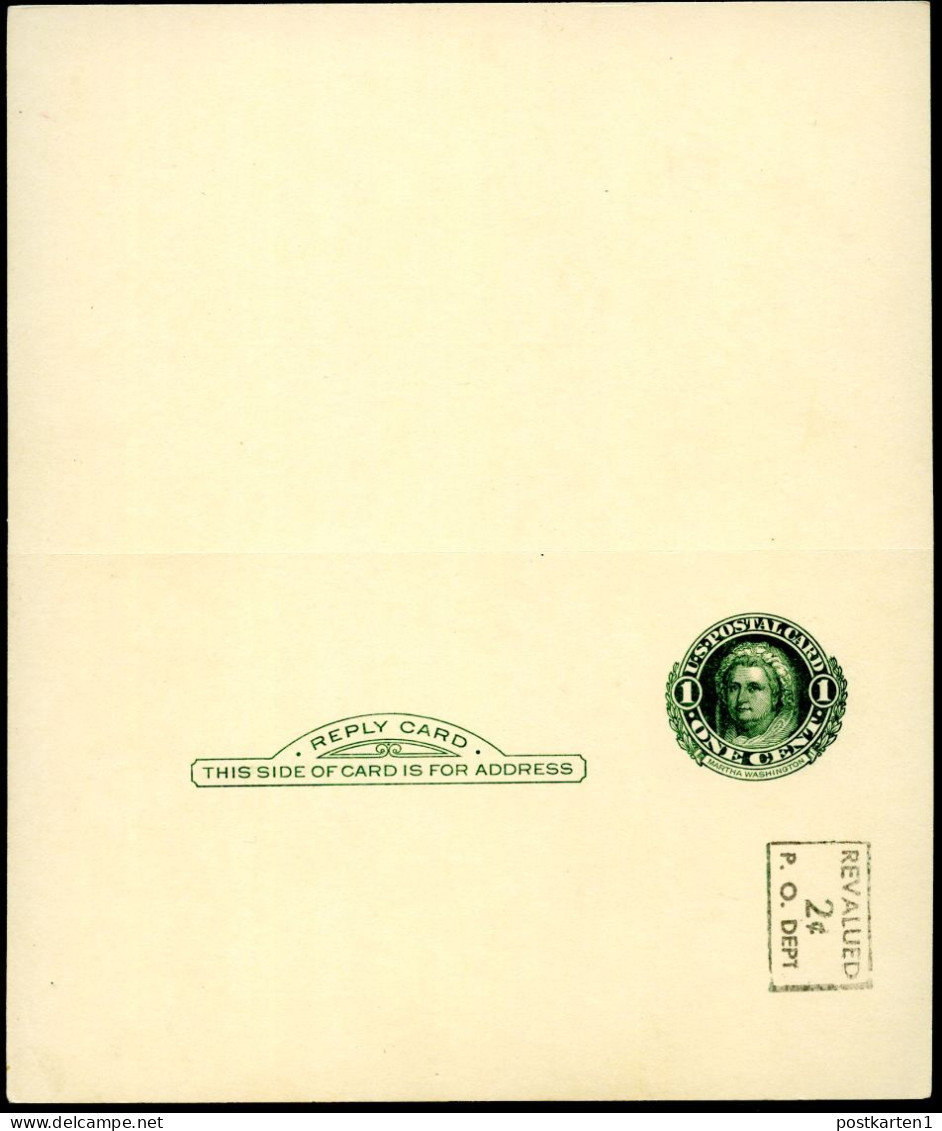 UY14var Type 1l BLACKISH SURCHARGE Postal Card With Reply UNFOLDED Mint Xf 1952 Cat.$170.00 - 1941-60