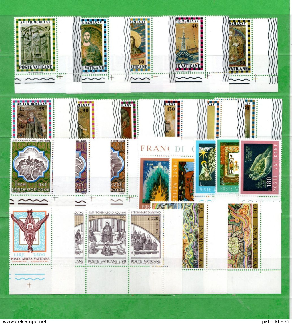 Vaticano **-  1974 - Annata Completa. 25 Valori. ANGOLO Di FOGLIO, Meno Una Serie Bordo    MNH** - Full Years