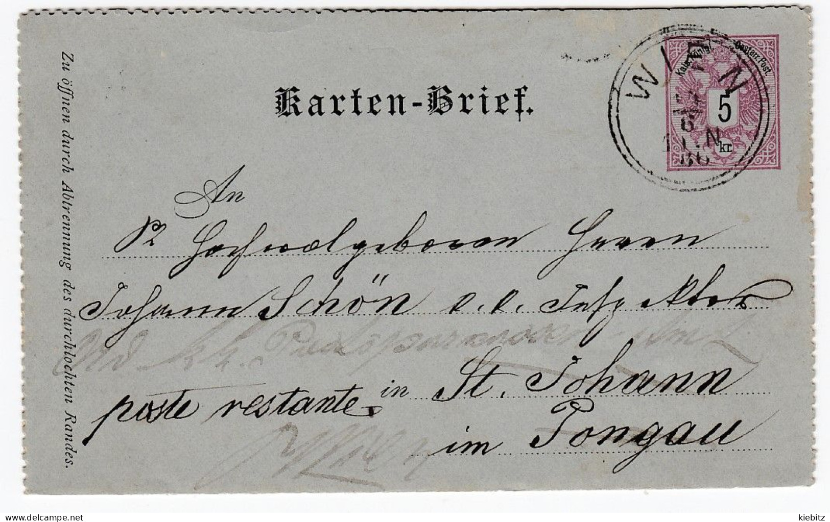 ÖSTERREICH 1886 - Kartenbrief K 8 Deutsch - Cartes-lettres