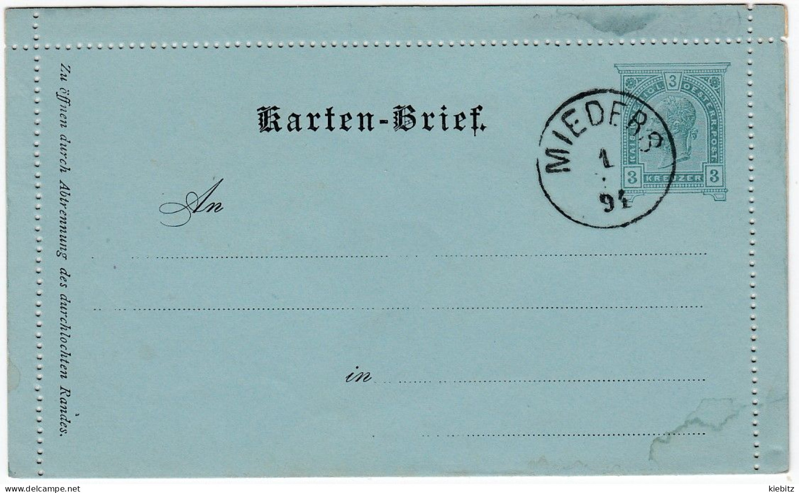 ÖSTERREICH 1890 - Kartenbrief K 15 Deutsch - Carte-Lettere