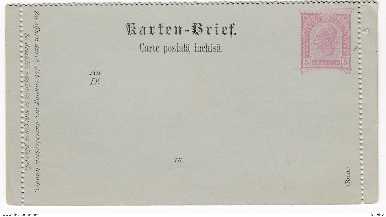 ÖSTERREICH 1890 - Kartenbrief K 28 Rumänisch - Cartes-lettres