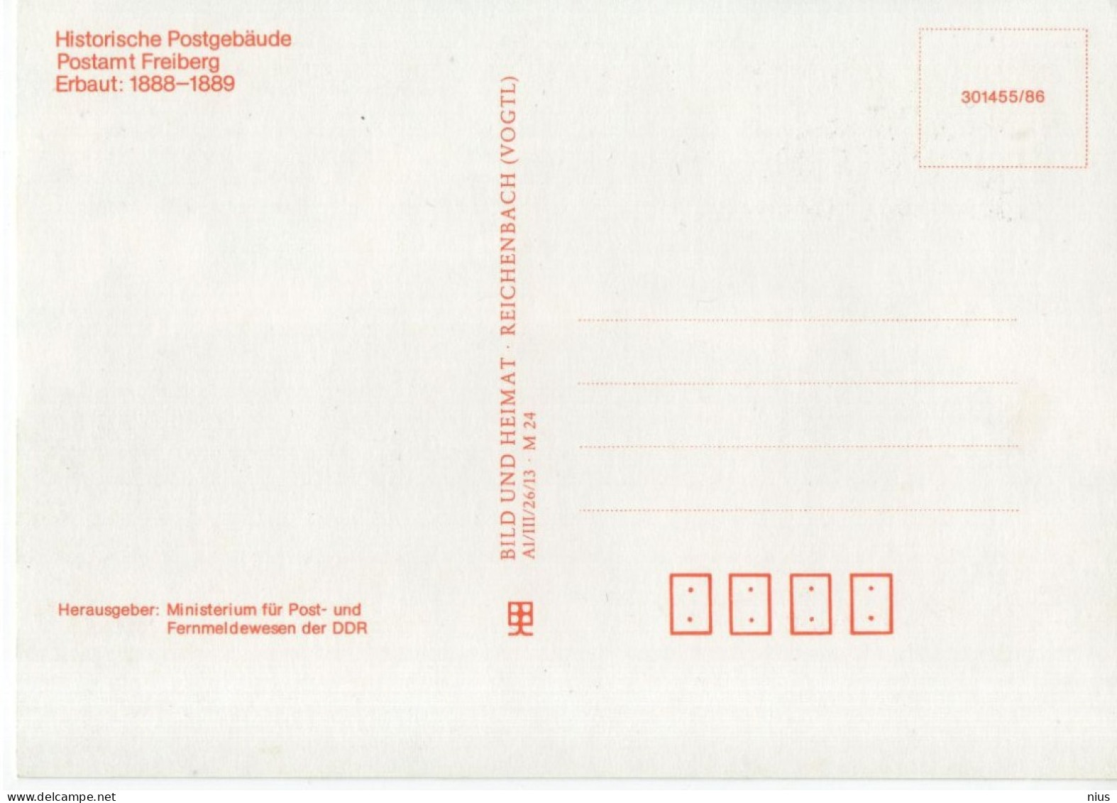 Germany Deutschland DDR 1987 Maximum Card Historische Postgebaude Historic Post Office Building Postamt Freiberg, Berlin - Cartas Máxima