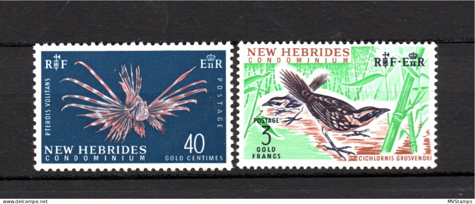 New Hebrides 1965 Old Definitive Stamps Birds/Fish (Michel 214/15) MNH - Neufs