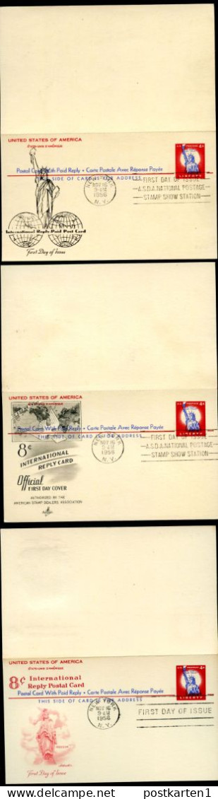 UY16 3 Postal Cards With Reply FDC 1956 - 1941-60