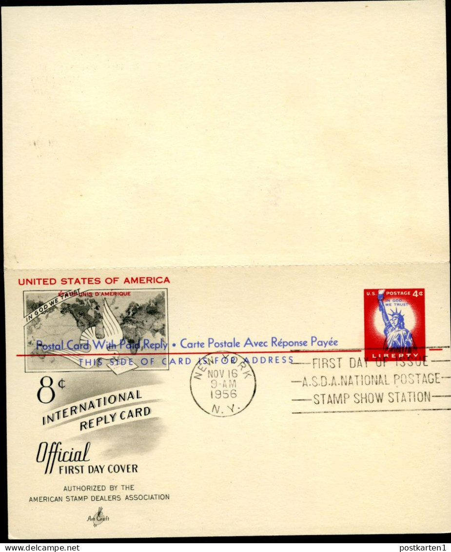 UY16 3 Postal Cards With Reply FDC 1956 - 1941-60