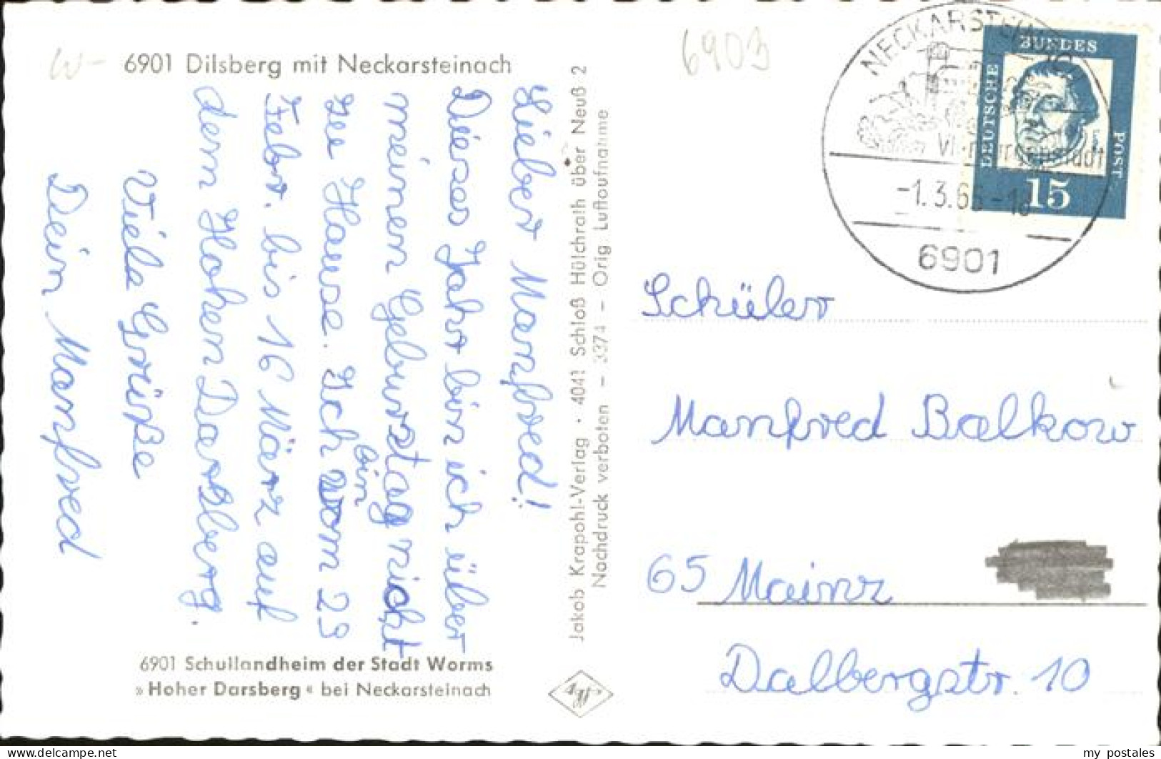 41258362 Dilsberg Neckarsteinach Flugaufnahme Dilsberg - Neckargemuend