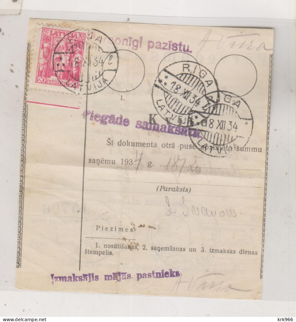 LATVIA TALSI  1934 Money Order - Lettland