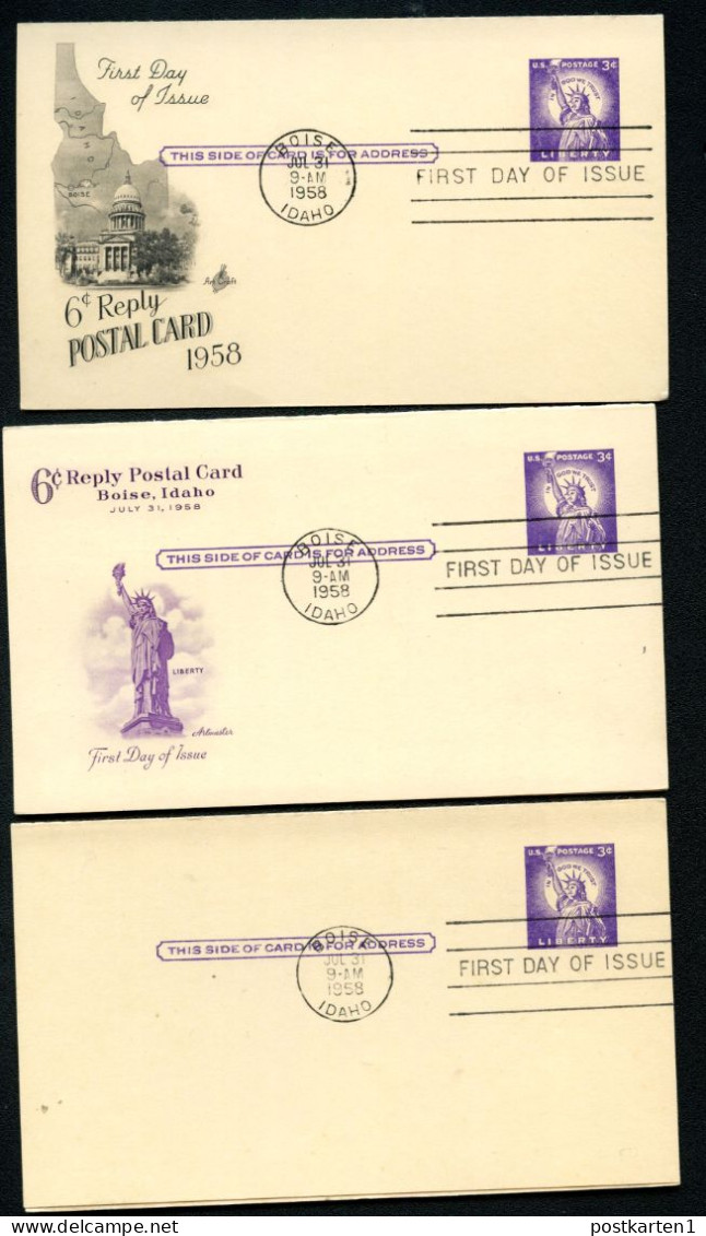 UY17 3 Postal Cards With Reply FDC 1958 - 1941-60