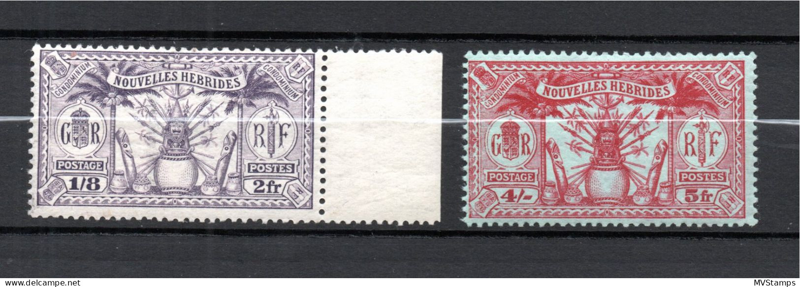 New Hebrides 1925 Old 1/8 And 4 Shilling Definitive Stamps (Michel 95/6) MNH - Unused Stamps