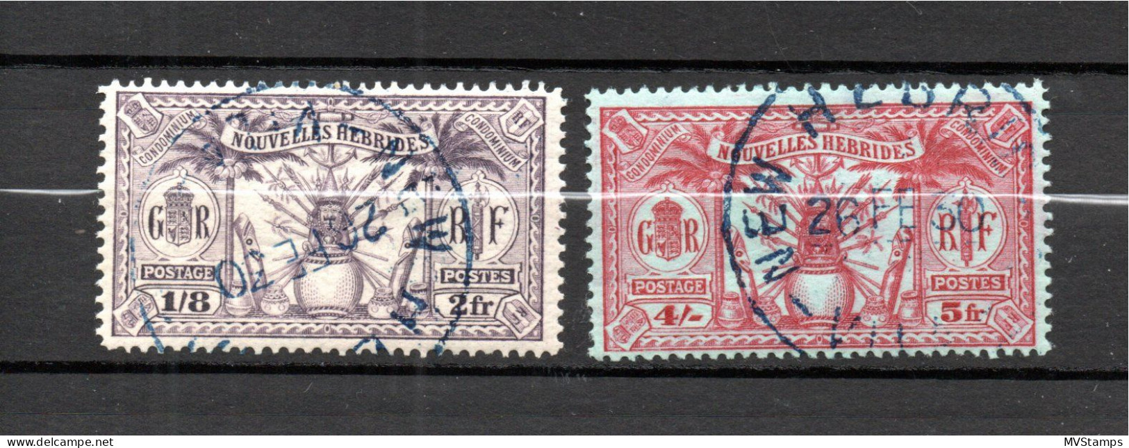 New Hebrides 1925 Old 1/8 And 4 Shilling Definitive Stamps (Michel 95/6) Used - Ungebraucht