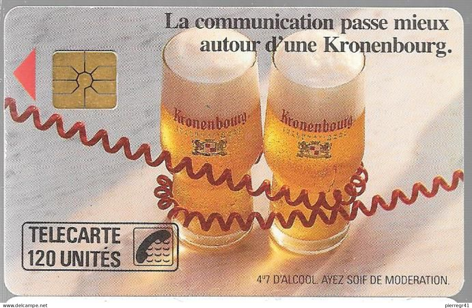 CARTE-PUBLIC-120U-F 91.681-GEM1A-KRONENBOURG -PETITE FLECHE-V° N°5 CHIFFRES 1 LETTRE-N°27521C-UTILISEE -TB E- - 1989