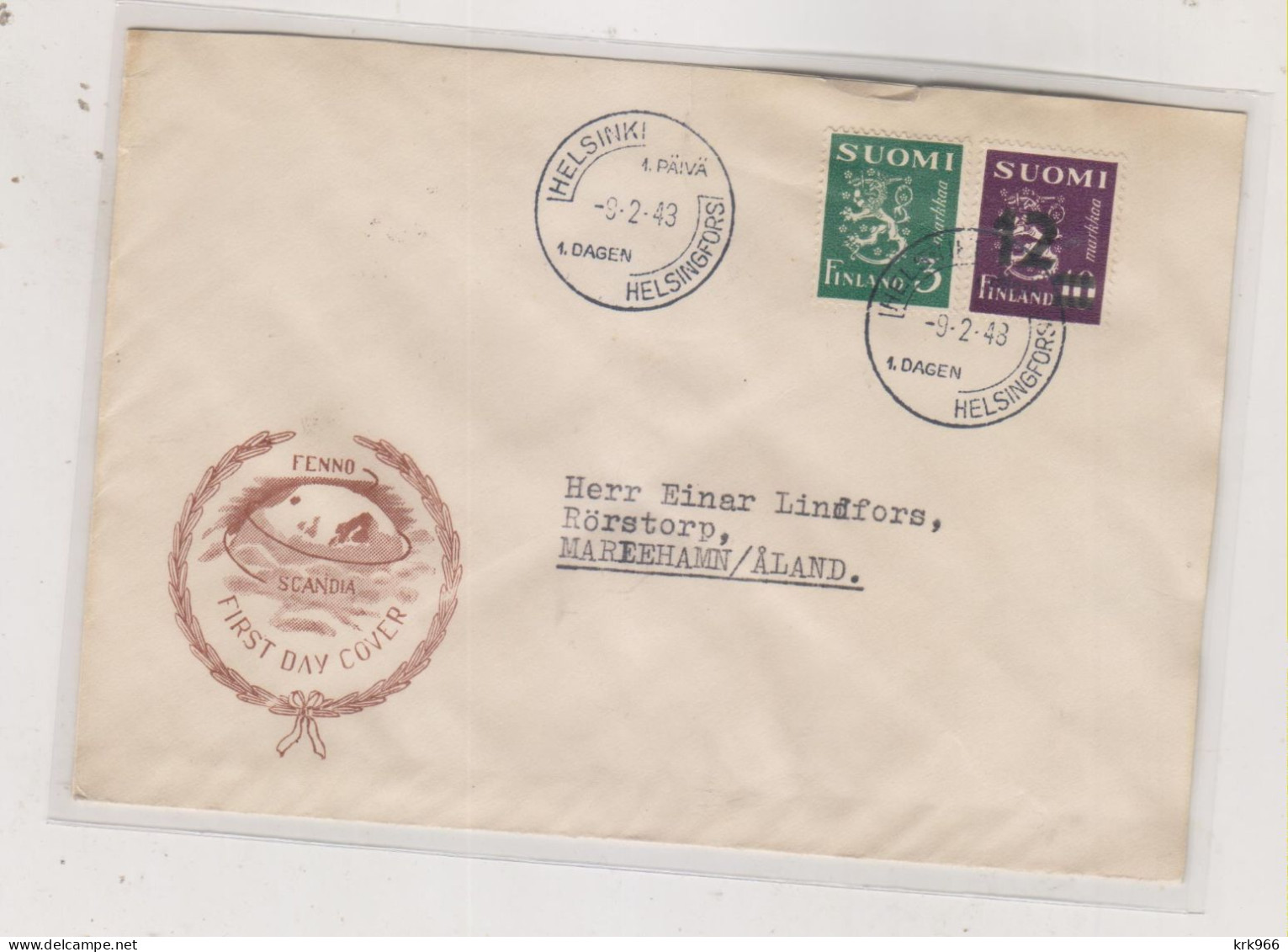 FINLAND 1943 HELSINKI FDC Cover - Briefe U. Dokumente