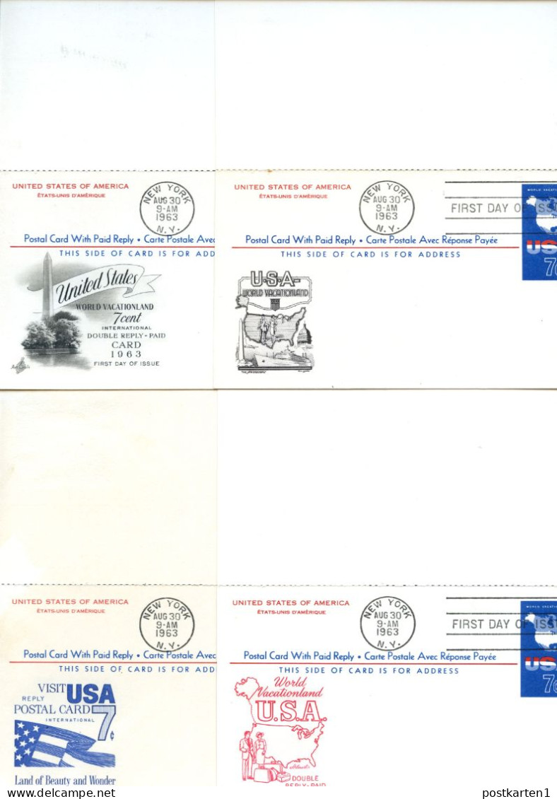 UY19 4 Postal Cards With Reply FDC 1963 - 1961-80