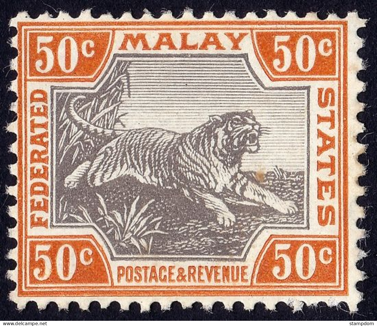 FMS FEDERATED MALAY STATES 1924 50c W.MSCA Sc#71 MH @TA502 - Federated Malay States