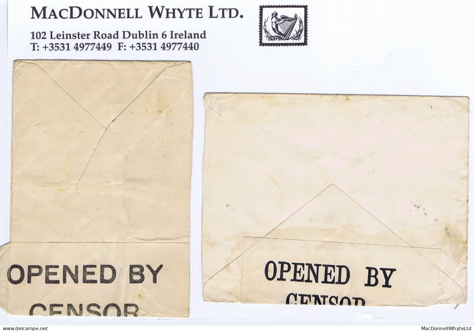 Ireland Censor Kerry 1916 Two Covers To USA With OPENED BY CENSOR Labels, From Ballyferriter And Dingle - Other & Unclassified